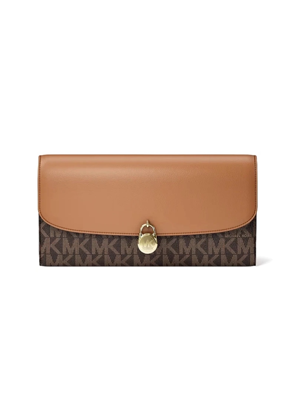 New Michael Kors Hamilton Large Signature Logo Continental Wallet Brown